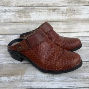 Ariat Shoes Sz 6 Mules Slingback Brown Woven Leather Western Chunky Cowgirl Boho